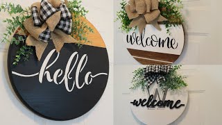 How to Make a Round Wooden Welcome Sign For your Porch #welcomesign