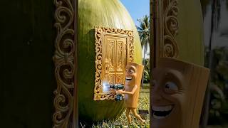 DIY Miniature Bar Project: Wooden Masterpiece Inside a Coconut