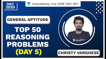 Top 50 Reasoning Problems - Day 5| General Aptitude | CSIR UGC NET 2020 | Christy | Unacademy Live