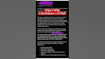 Wipro LOI Mail Update 2025 #wipro #wiproofferletter