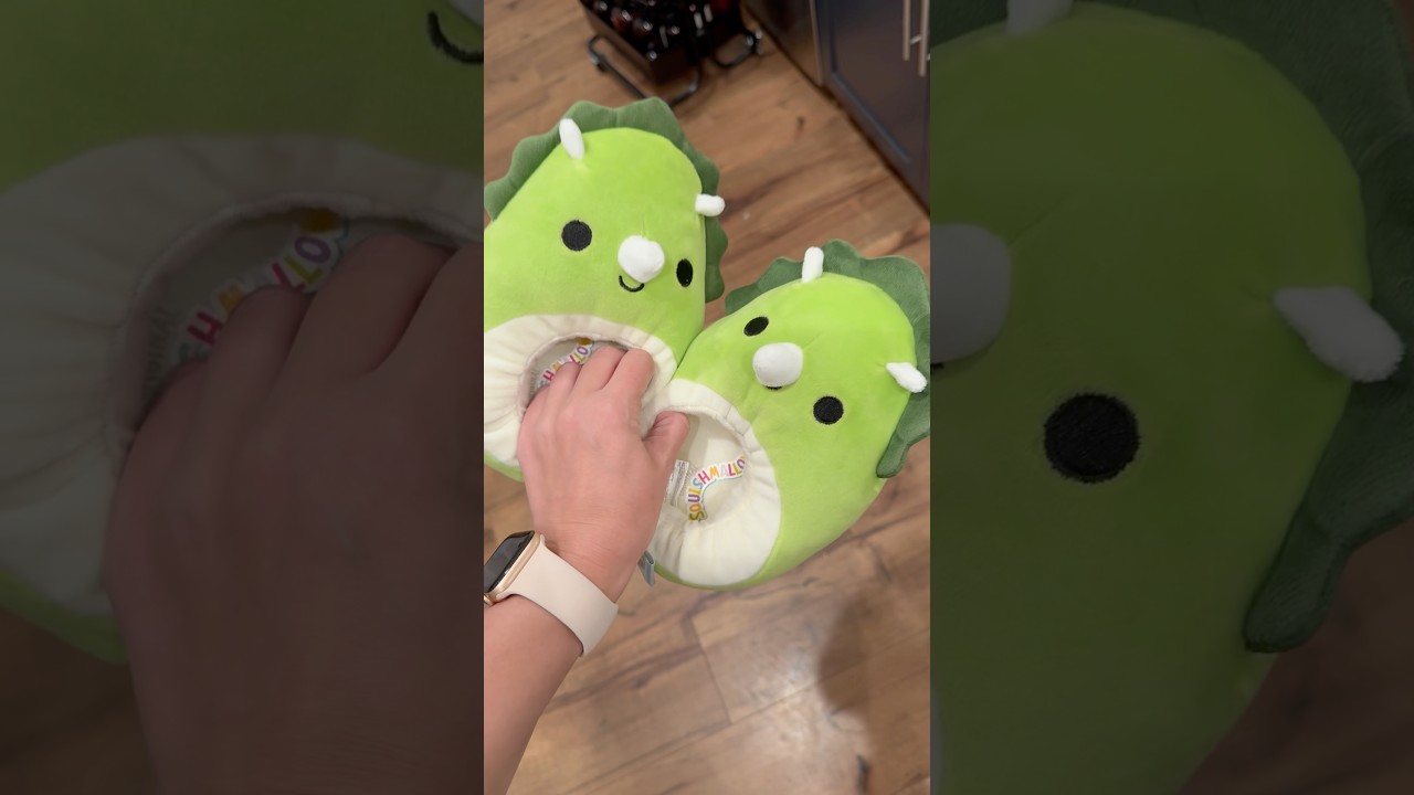 My kids love these squishmallow dinosaur slippers 