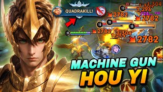 QUADRAKILL! TOP 1 HOU YI MACHINE GUN BUILD BRUTAL DAMAGE IN FARM LANE! | HONOR OF KINGS