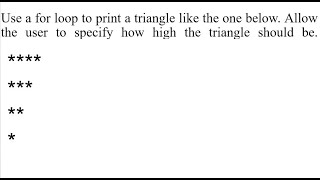 How to write a python program that draw an inverted triangle