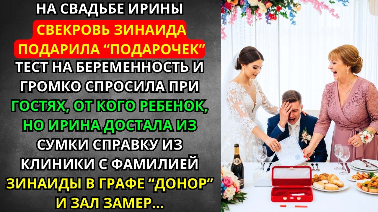 ПОДАРОК СВЕКРОВИ на свадьбу: ТЕСТ на беременность! Невеста ПОКАЗАЛА СПРАВКУ ДОНОРА, и зал ЗАМЕР!