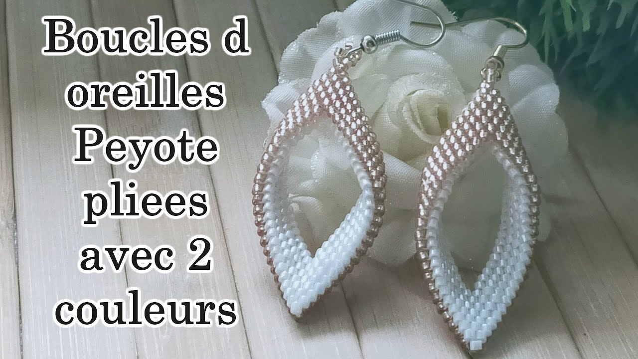 Boucles d'oreilles tissées Brick Stitch en Perles Miyuki Delica Blanc Dpré