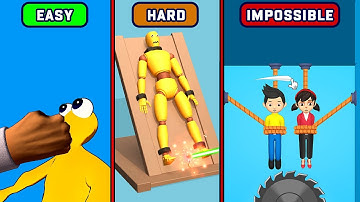 Ragdoll Break vs Rescue Cut vs Charge Fist Gameplay (NOOB vs HACKER vs PRO) Easy, Hard, Impossible