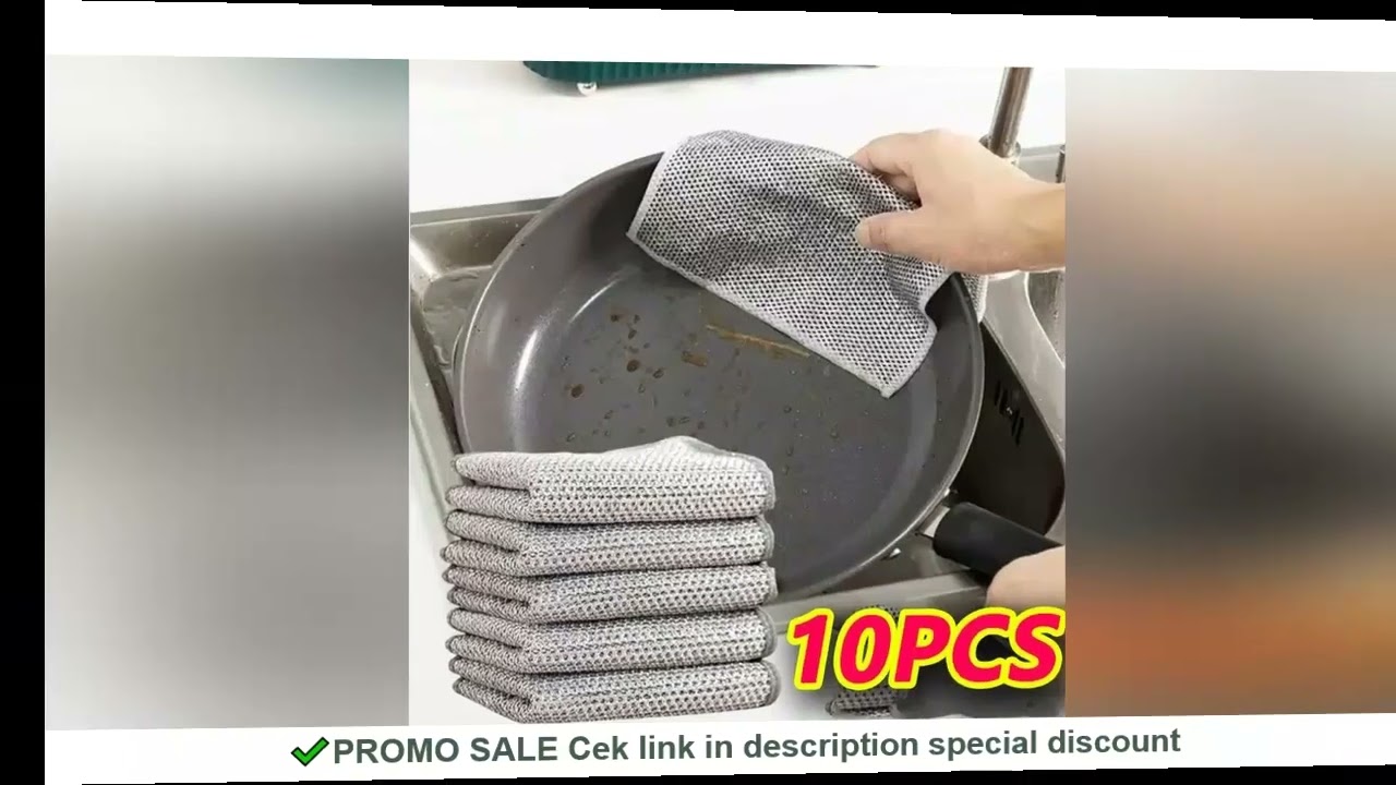 10pcs Magic Dishcloth Silver Wire Cleaning Kitchen Cloth Thickened Microfiber Wash Towel Built-in Sp