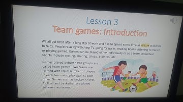 Class 5th EVS Lesson 3 Part 1 Team Games