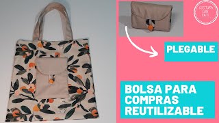 DIY- BOLSO DE COMPRAS PLEGABLE Y REUTILIZABLE/ Cómo hacer una bolsa para compras