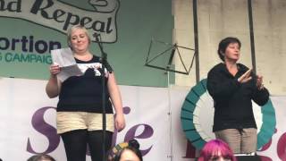 Linda Kavanagh speaks on the Rise & Repeal theme of the 2016 March for Choice
Linda Kavanagh of the Abortion Rights Campaign speaking from the stage at the end of the 2016 March for Choice on the Rise & Repeal 1916 theme of the march. Linda Kavanagh speaks on the Rise & Repeal theme of the 2016 March for Choice