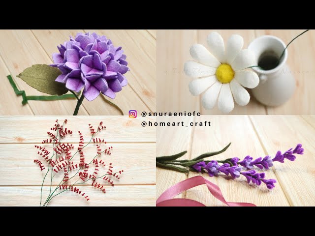 4 [EASY] Realistic Felt Flower Tutorial - #DIY How to Make Felt Flowers - S  Nuraeni 