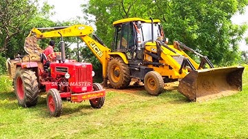New Jcb 3dx Backhoe Loader Machine Loading Mud in Mahindra 575 Di and Sonalika 740 Di Tractor | Jcb