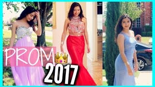 TRYING ON PROM DRESSES 2017