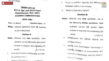 BCA 1ST SEM BUSINESS COMMUNICATION CV NOV 2021 | CCSU