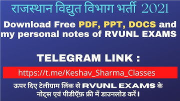 Rvunl exam 2021 free material download from telegram channel : https://t.me/Keshav_Sharma_Classes