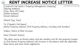 How To Write A Rent Increase Notice Letter Template Step by Step Guide | Writing Practices