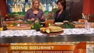 Allie lewis clapp from real simple magazine shows maggie rodriguez
some guilt-free ways to make pre-packaged food look and taste gourmet.