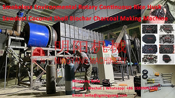 Smokeless Environmental Rotary Continuous Rice Husk Sawdust Coconut Biochar Charcoal Making Machine