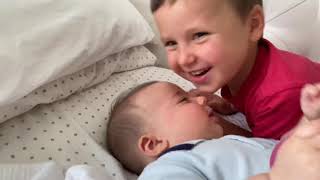 Big Brother Kisses His Baby Brother Sweet Love