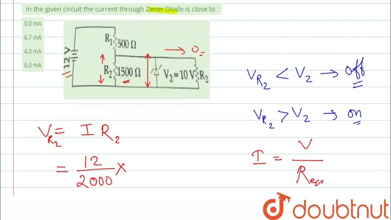 In the given circuit the current through Zener Diode is close to 12