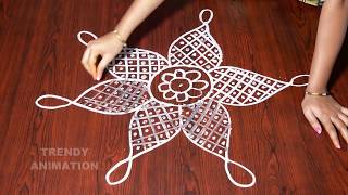 Creative rangoli design with 3*2dots | Simple and easy rangoli design | Daily kolams |