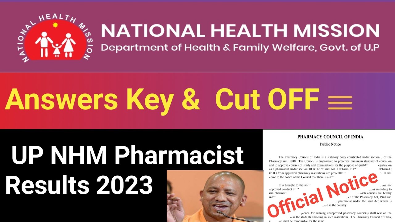 UP NHM Pharmacist Answers Key 2022 Download ||  NHM Pharmacist cut off 2022 || UP NHM Results 2022