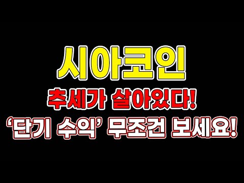 시아코인 추세가 살아있다 단기 수익 무조건 보세요 시아코인전망 시아코인목표가 코인추천 트레이더메타 