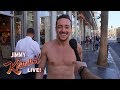 Jimmy Kimmel asks audience to guess whether random people are wearing shirts or not