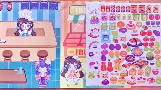 ( Sticker Play ) Lets decorate with pretty sticker book Bakery| Sushi Cafe| Minimarket| Cute cafe