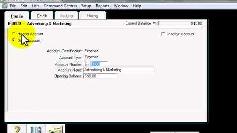 How to create Header Account in MYOB Accounting
