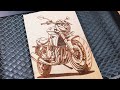 Motorcycle Engraved in Wood