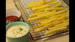 Crispy Golden French Fries with Cheese Sauce