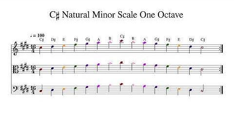 C♯ C Sharp Natural Minor Scale One Octave at 100bpm Backing Track Color