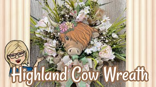 How I made a &quot;Highland Cow&quot; 🐮🤎 Country Wreath || Stepping out of my Comfort Zone