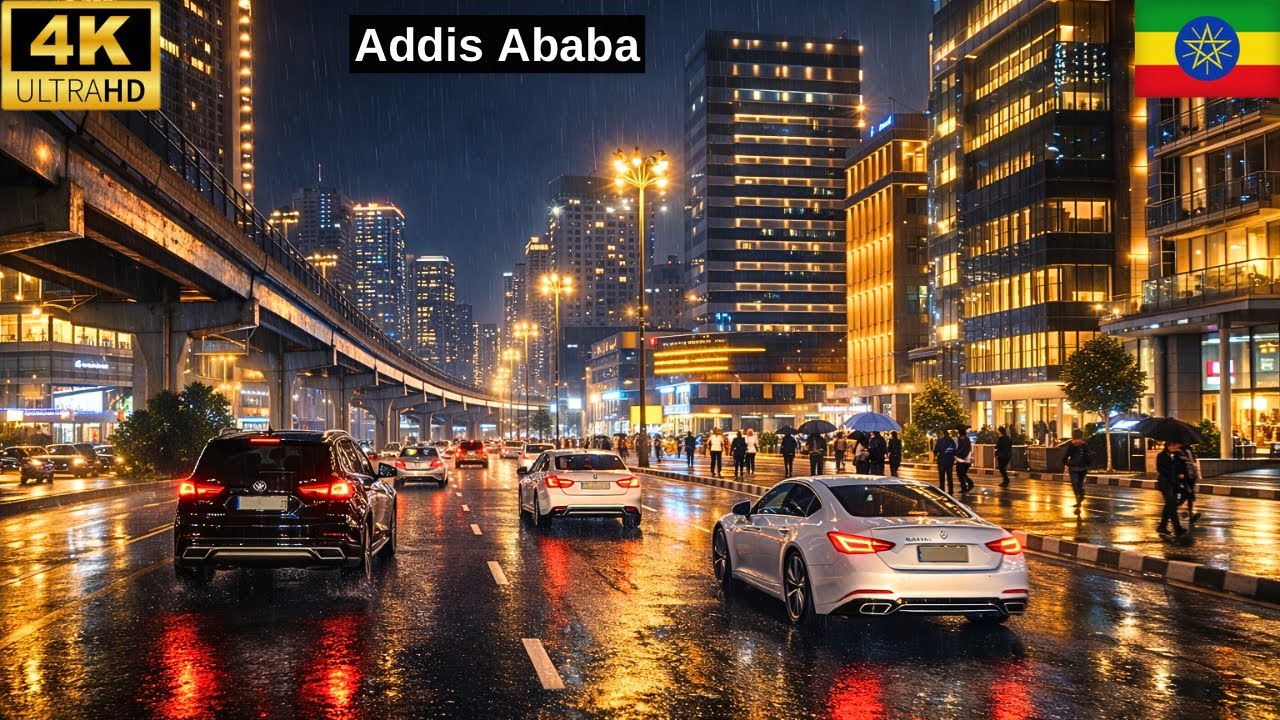 4K Rainy Night in Addis Ababa 🇪🇹 | Beautiful Streets & City Lights 2026 ...