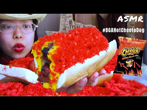 ASMR #BGAHotCheetoDog 2x HOT DOG WRAPPED BACON NACHO CHEESE NO TALKING 먹방 EATING SOUNDS