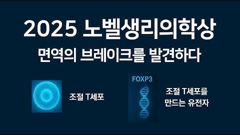 2025 노벨 생리의학상, 면역 브레이크를 발견한 공로로 3명의 과학자 공동 수상 - 조절 T세포와 FOXP3 유전자를 발견해 면역 조절 메커니즘을 밝히다