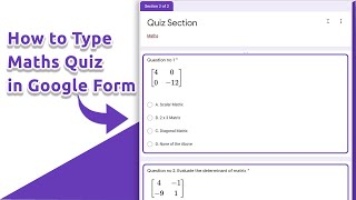 How to type Mathematics Equation in Google form || How to make a math quiz in google form