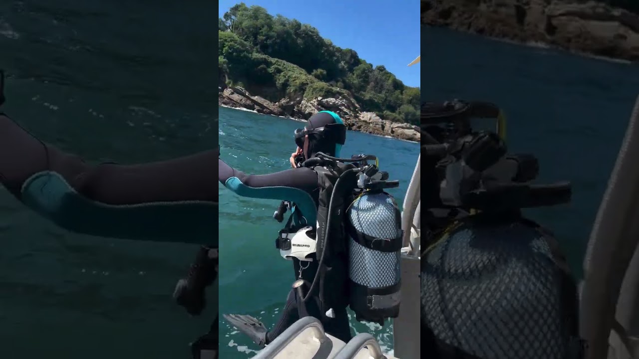 Scuba Diving in French cold water in the Atlantic Ocean near Spain 