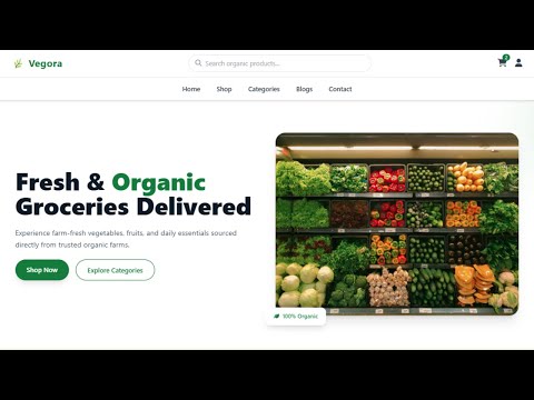 Vegora – Organic Grocery Website UI | Free Tailwind CSS E-commerce Template