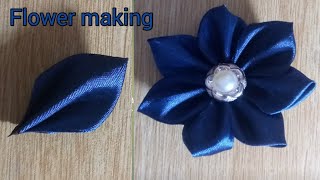 How to make an adorable ribbon flower/ #artwork #diyflower #ribbon #rosemaking #easyflowermaking