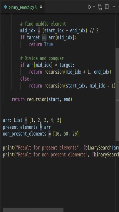 Recursive binary search in Python - YouTube