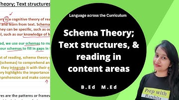 Schema Theory; Text structures, & reading in content areas | Language Across the Curriculum