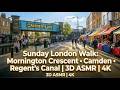 Sunday London Walk: Mornington Crescent • Camden • Regent’s Canal | 3D ASMR | 4K
