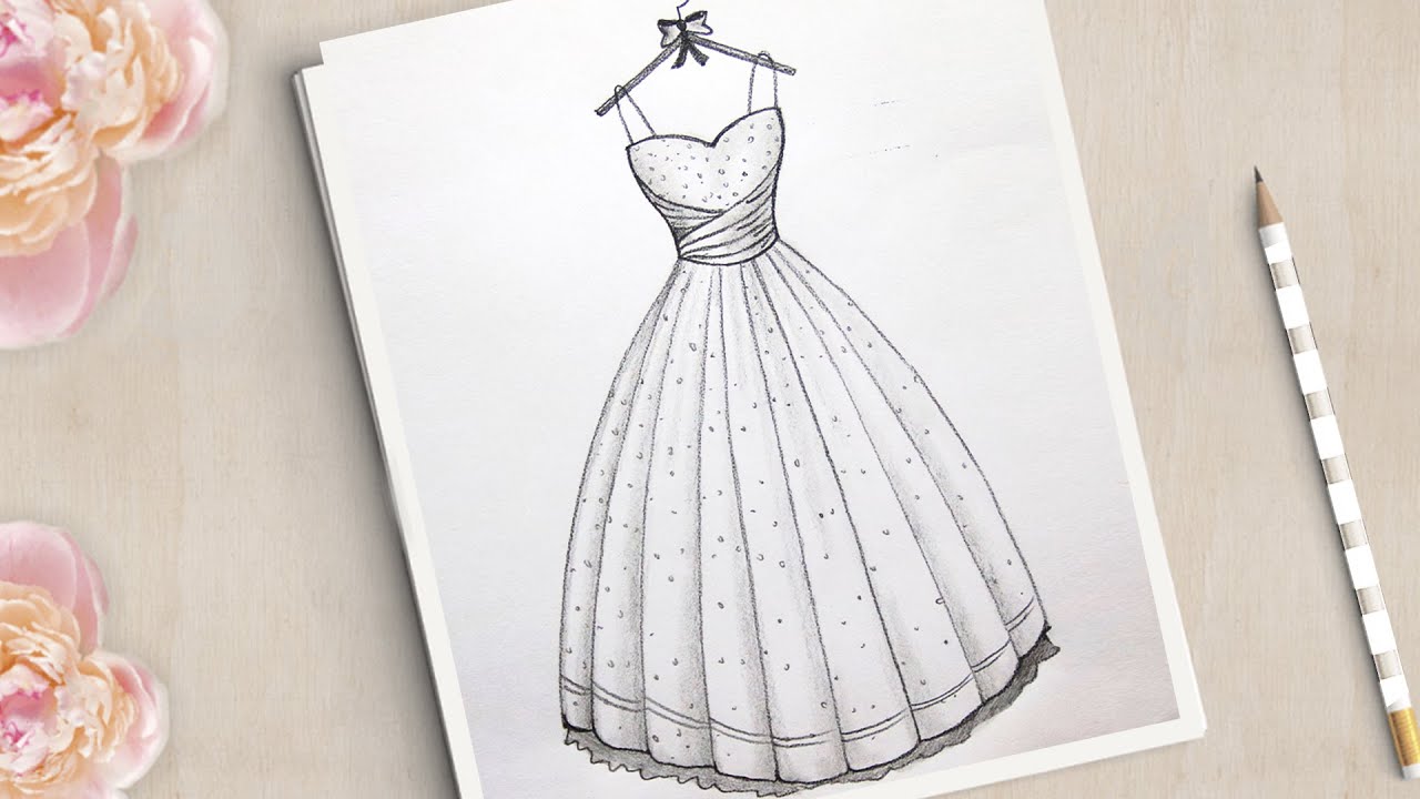 How to draw a beautiful Bridal dress very easy || Dress Drawing || كيفية  رسم فتاة - YouTube