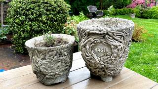 DIY cement garden art || Making decorative planters at home