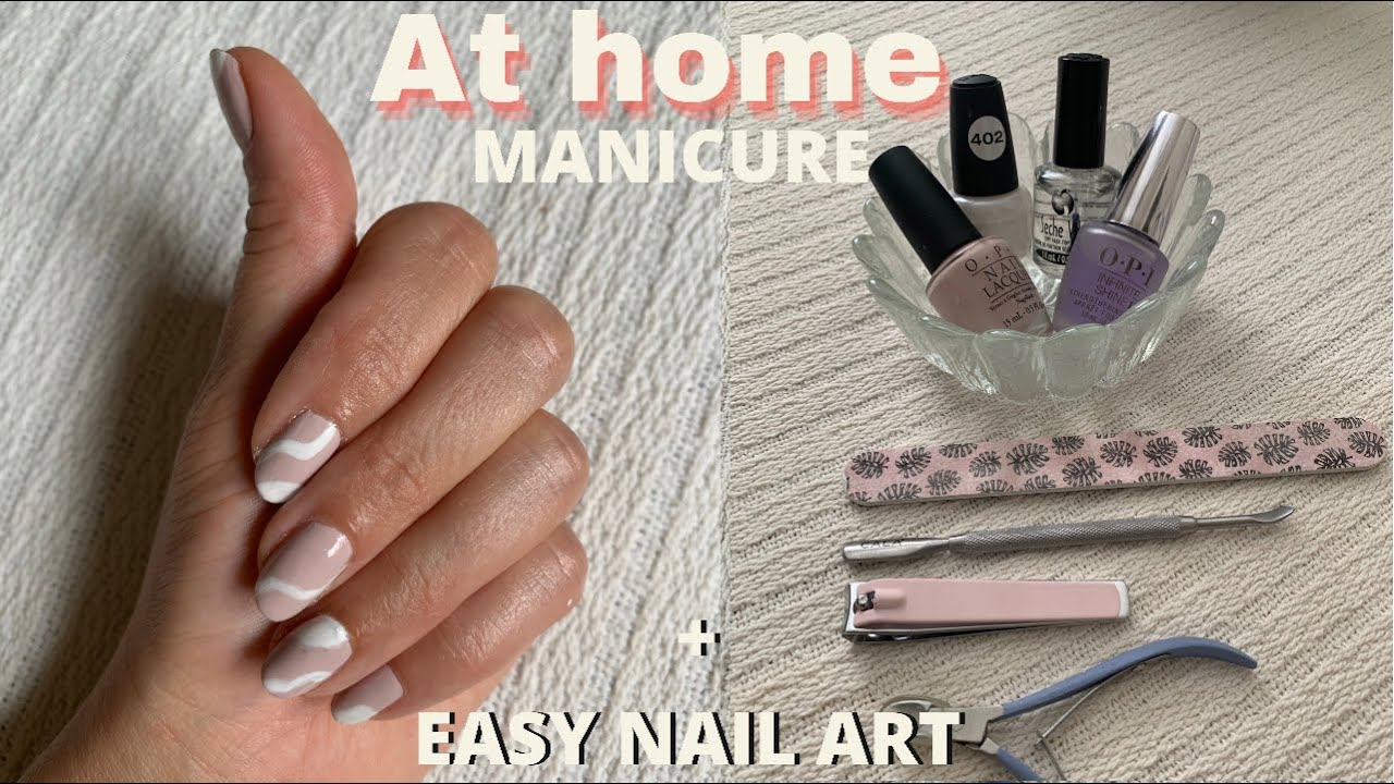 DIY nail art swirl designs at home | Nude nails with swirls/ waves design