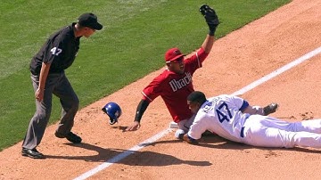 ARI@LAD: D-backs combine to nab Kendrick at third