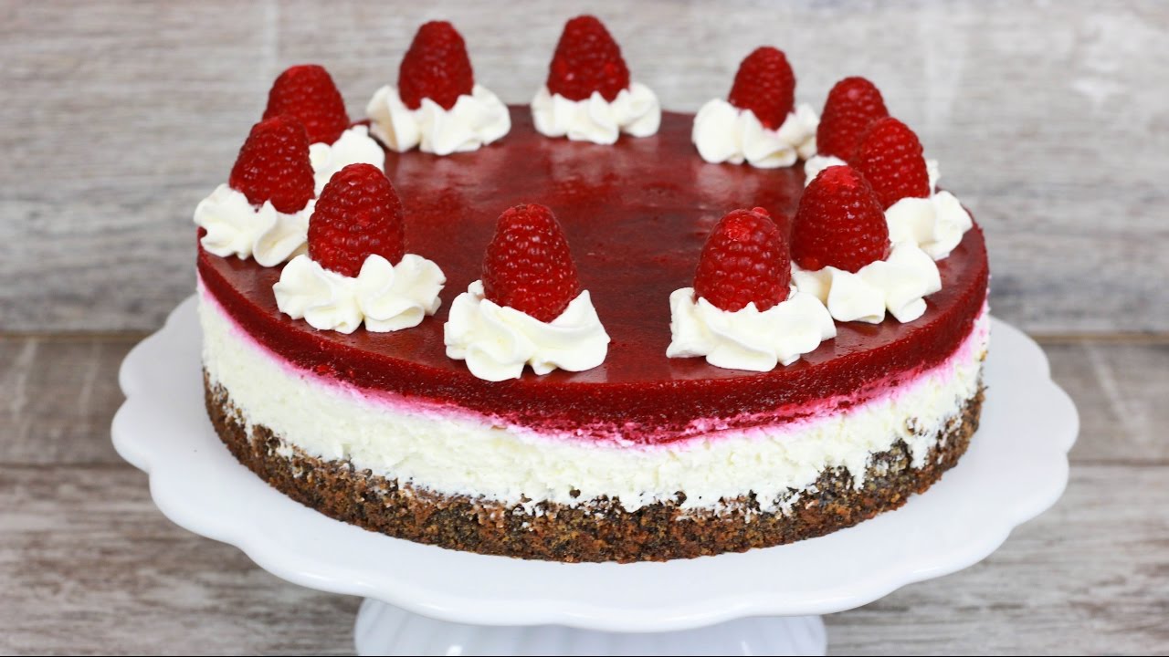 Himbeer Quark Torte - Mohn Torte mit Quark und Himbeer Fruchtspiegel ...