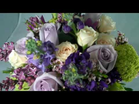 Lilac wedding flowers at St. Dorothy's Church in Drexel Hill PA